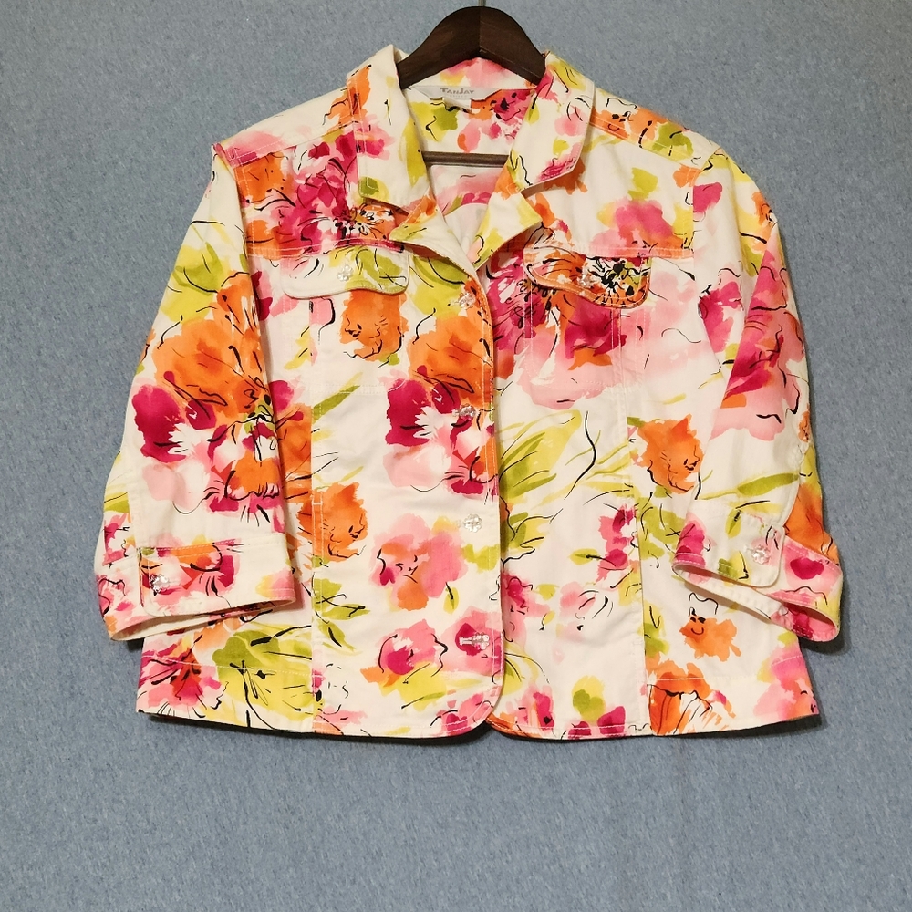 TanJay floral blazer. Size 12P